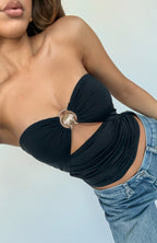 Never Bothered Strapless Top Black