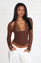 Never Walk Alone Long Sleeve Bustier Chocolate
