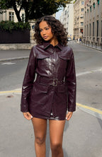 New Person PU Mini Skirt Burgundy