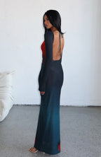 No Halo Long Sleeve Maxi Dress Midnight Scarlet