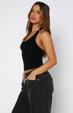 Not Over It Yet Halter Top Black