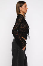 Oh So Careless Long Sleeve Lace Top Black