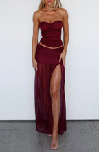 On Stage Maxi Skirt Burgundy