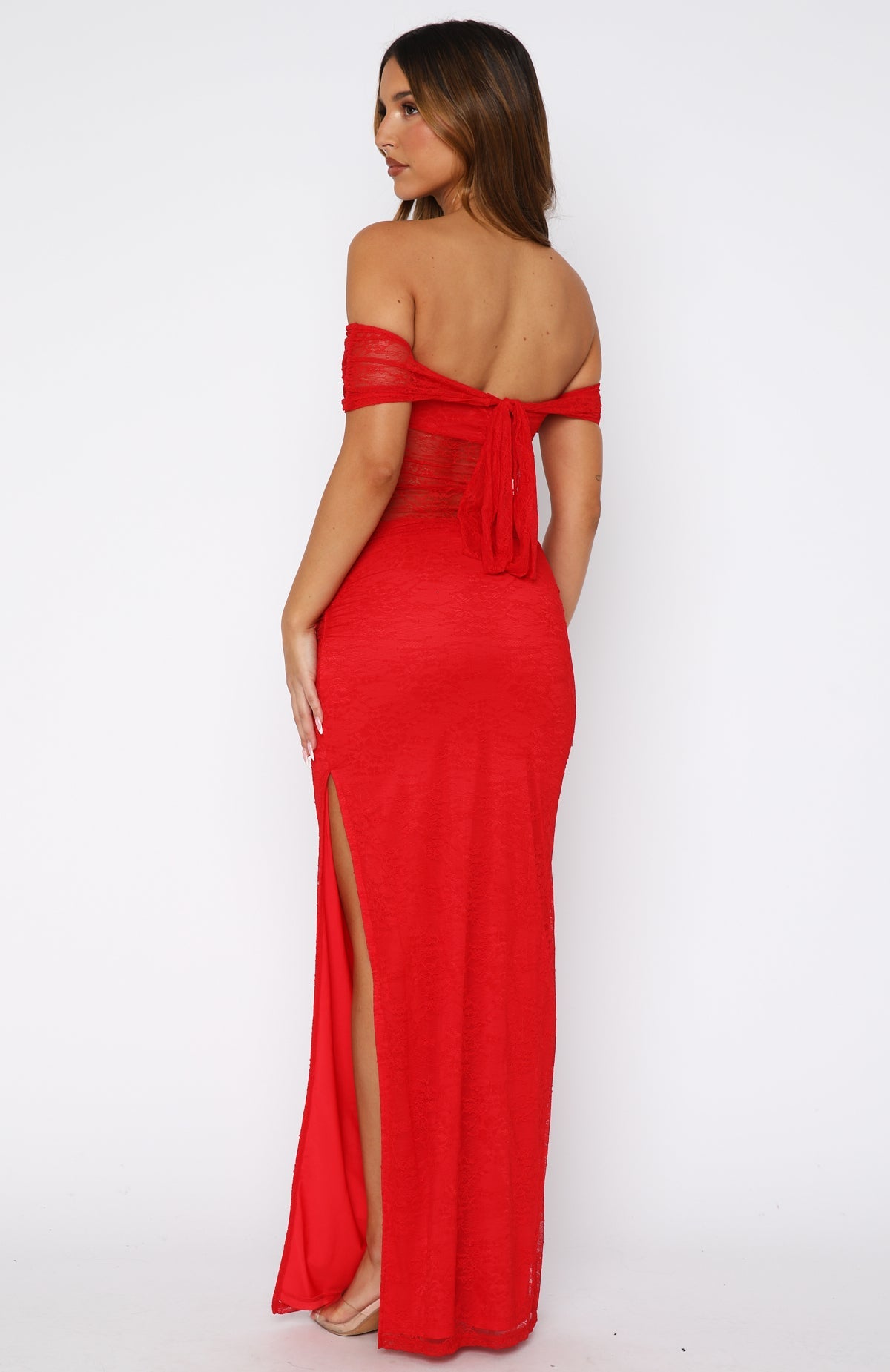 Matcha Baby Off Shoulder Maxi Dress Chilli Red