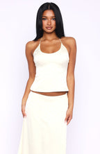 Palm Breeze Halter Top Cream