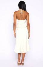 Palm Breeze Midi Skirt Cream