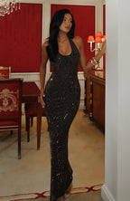 Burning Glance Embellished Maxi Dress Chocolate