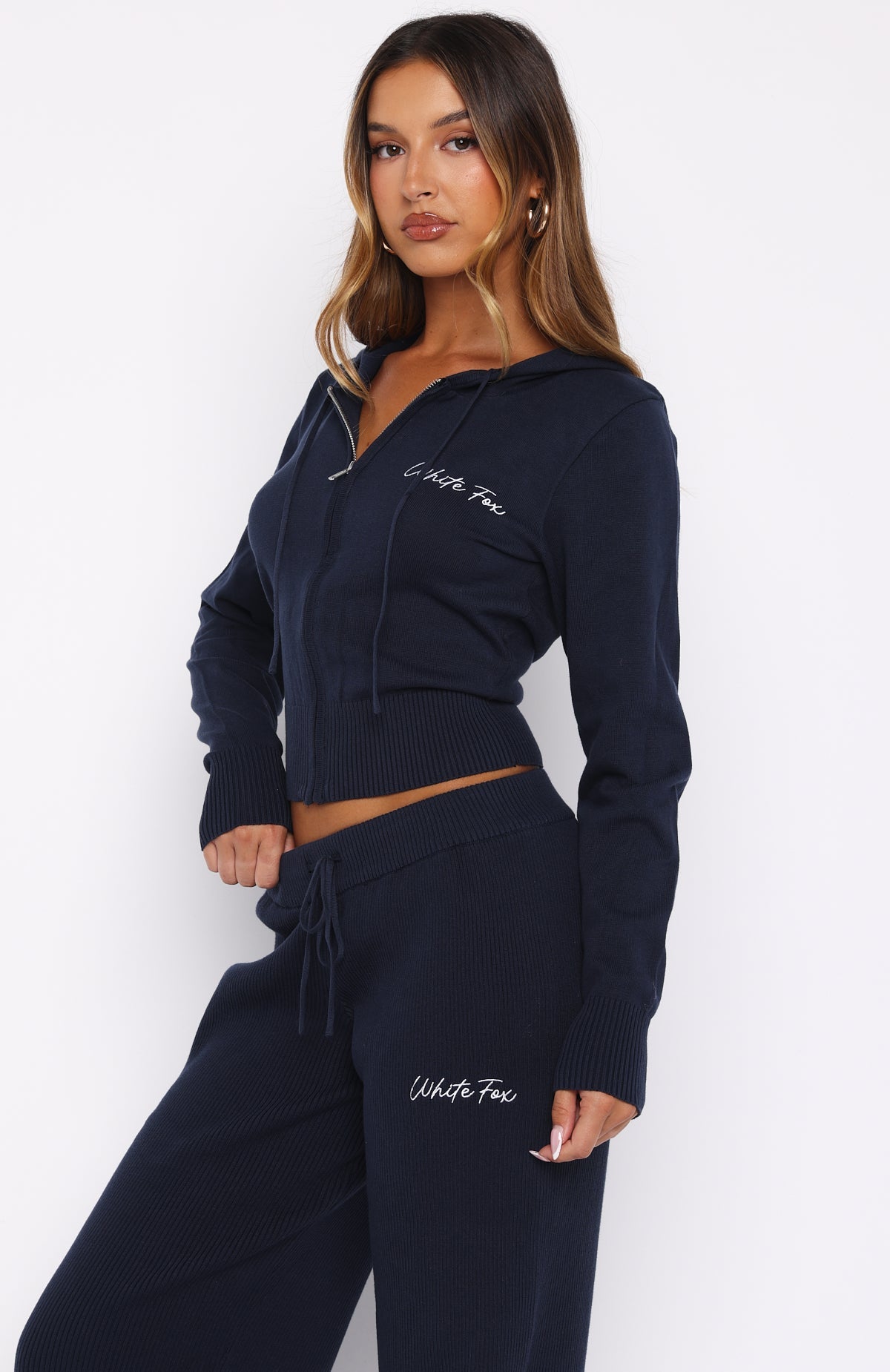 Paying It Forward Zip Front Hoodie Navy