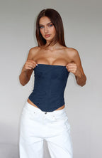 In The Mirror Strapless Bustier Navy