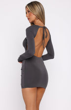 Proof I Exist Long Sleeve Mini Dress Charcoal