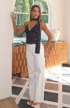 Quick Getaway Top Navy Polka Dot