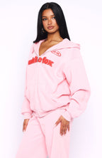 Ready To Go Zip Front Hoodie Pink