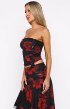 Save My Love Strapless Top Black Scarlet Bloom