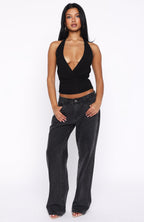 Show Stopping Halter Top Black