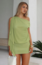 Sicilian Dreams Mini Dress Chartreuse