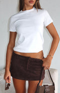 Silent Heartbeat Faux Suede Mini Skort Dark Chocolate
