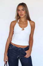 Not Over It Yet Halter Top White