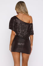 Skyline Beaded Mini Dress Chocolate