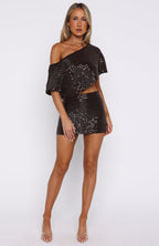 Skyline Beaded Mini Dress Chocolate