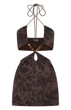 Snap Out Of It Printed Mesh Mini Dress Espresso