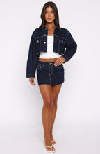 Something To Prove Denim Mini Skirt Dark Indigo