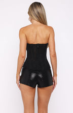 Old News Sequin Shorts Black