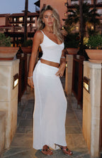 Stand And Stare Knit Maxi Skirt White