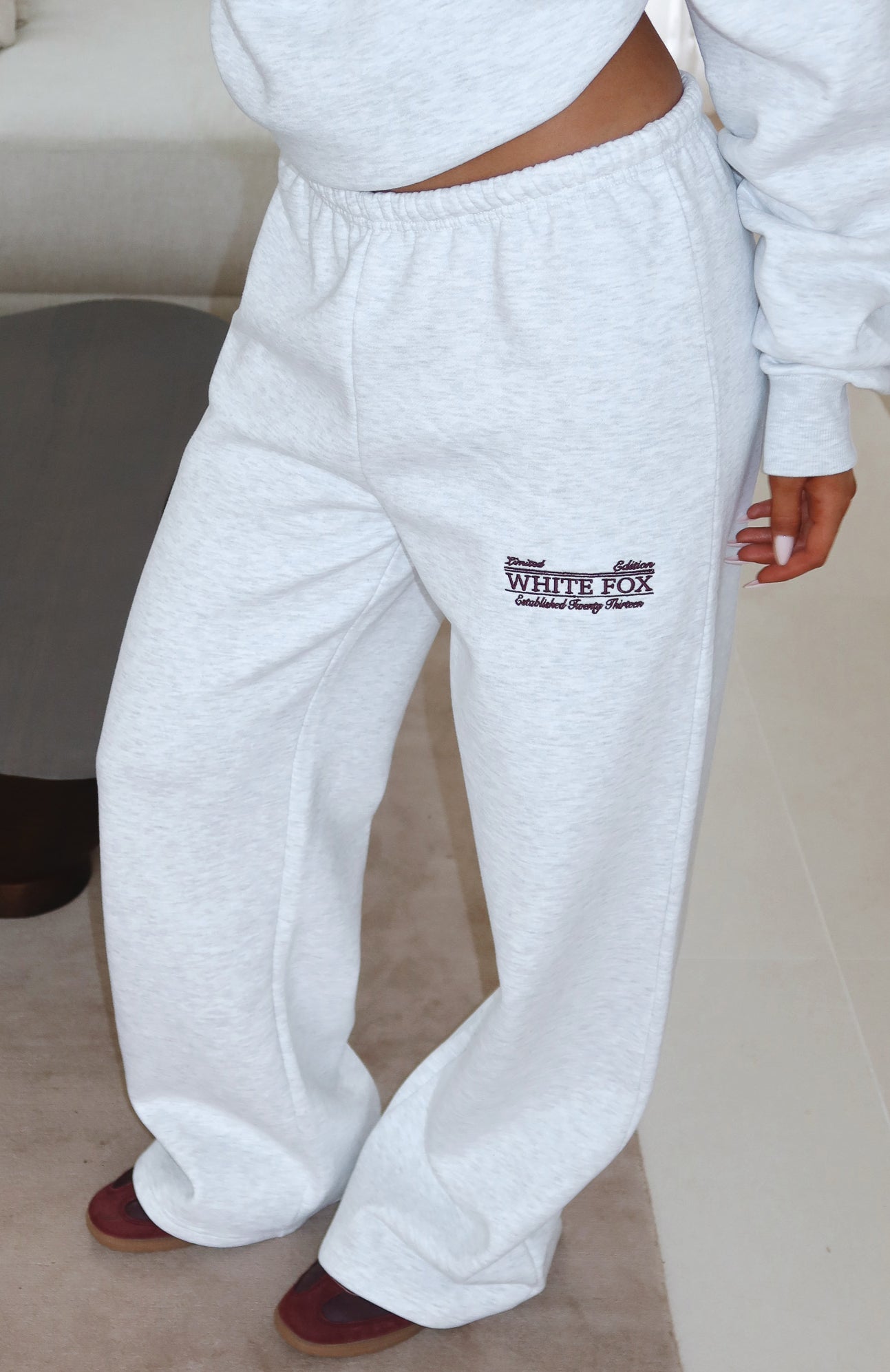Standing My Ground Wide Leg Sweatpants Grey Marle