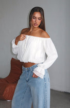 Star Girl Off Shoulder Top White
