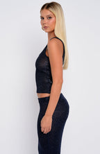 Down For Me Sequin Knit Top Midnight