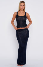 Star Shining Sequin Knit Maxi Skirt Midnight