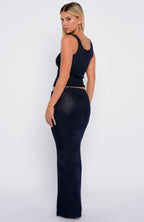 Star Shining Sequin Knit Maxi Skirt Midnight