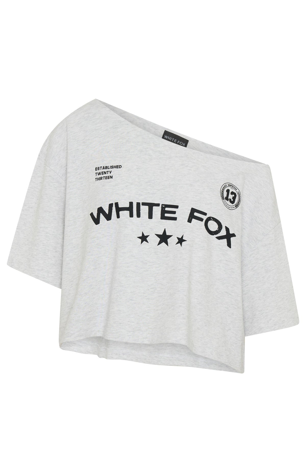 Stay Clear Off Shoulder Cropped Tee Grey Marle