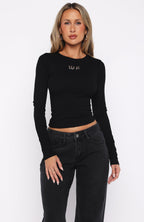 Steal My Heart Long Sleeve Top Black