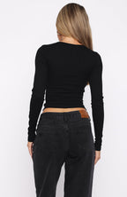 Steal My Heart Long Sleeve Top Black