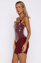 Studio Starlet Sequin Mini Dress Wine