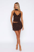 Summer Garden Mini Skirt Chocolate