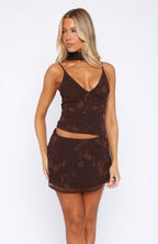 Summer Garden Mini Skirt Chocolate