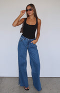 Summer Mid Rise Wide Leg Jeans Admiral Blue