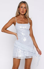 Supernova Sequin Mini Dress Ice Blue
