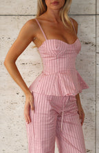 Tempt Me Not Top Pink Stripe