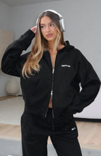 Test Drive Boxy Zip Front Hoodie Black