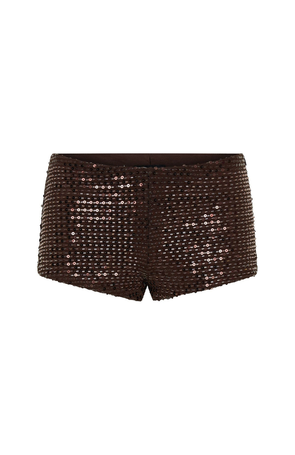 The Glitterati Beaded Mini Shorts Chocolate