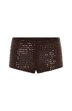 The Glitterati Beaded Mini Shorts Chocolate