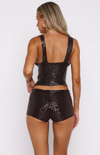 The Glitterati Beaded Top Chocolate