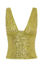 The Glitterati Beaded Top Chartreuse