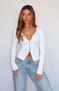 Time To Slay Long Sleeve Knit Top Off White