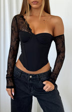 Time Will Tell Long Sleeve Bustier Black
