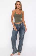 Timing Is Right Halter Top Olive