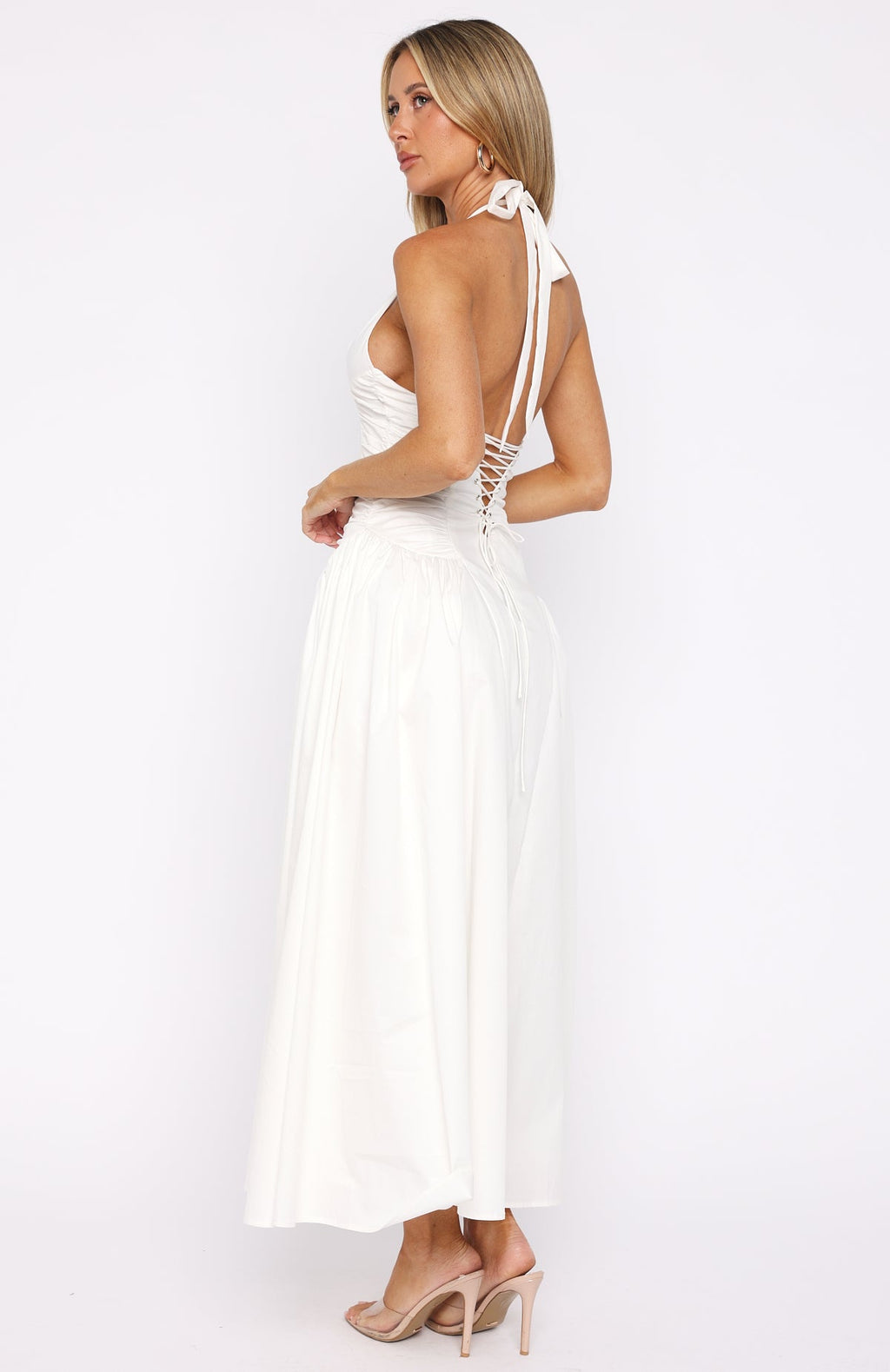 Tinsel Trouble Halter Midi Dress White